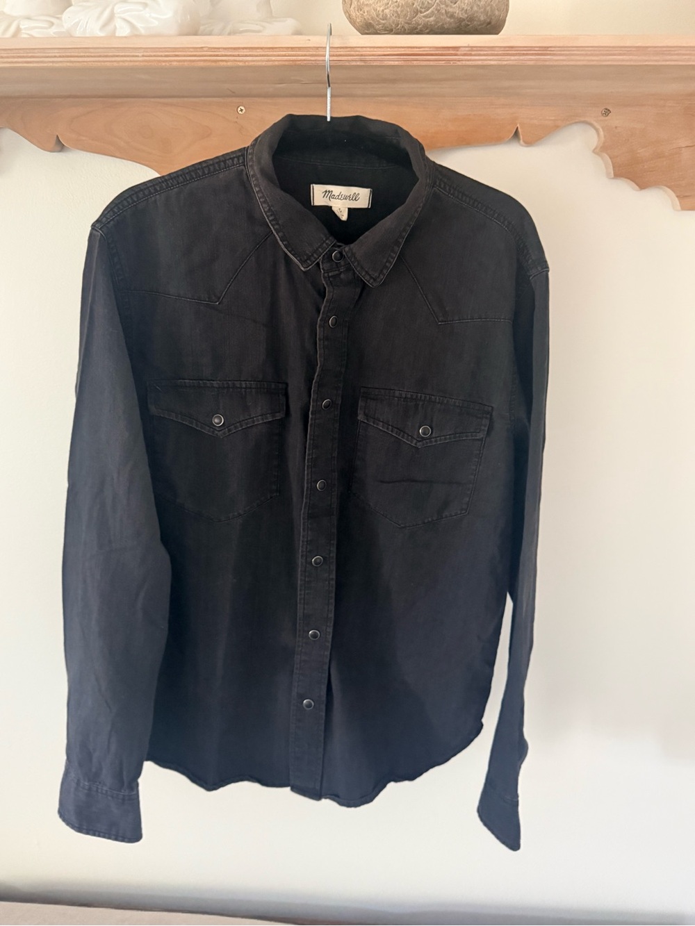 Madewell Black Long-Sleeve Western Button-Down Shirt
